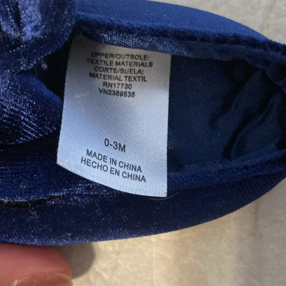 0-3M blue velour shoes